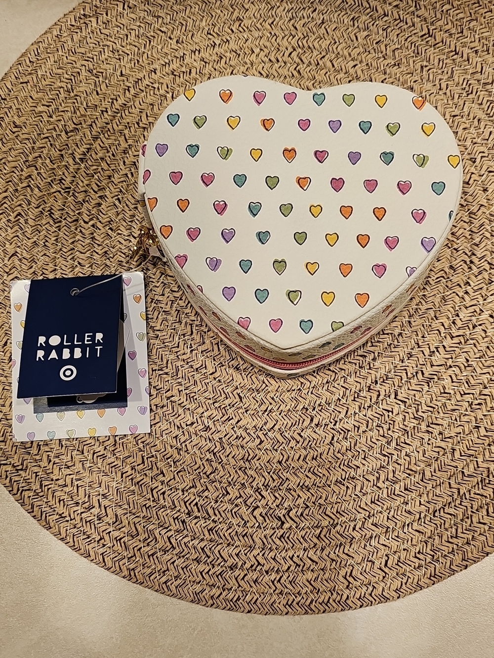 New Roller Rabbit X Target Disco Hearts Wave Heart Shaped Jewelry Box White&Pink - Picture 7 of 10
